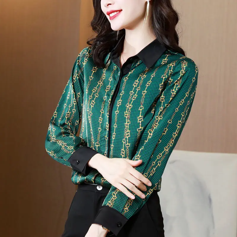 Heavy silk shirt female new high-grade fashion foreign air 2023 autumn long sleeve printing upper clothing silk blouse shirt
Heavy silk shirt female new high-grade fashion foreign air 2023 autumn long sleeve printing upper clothing silk blouse shirt