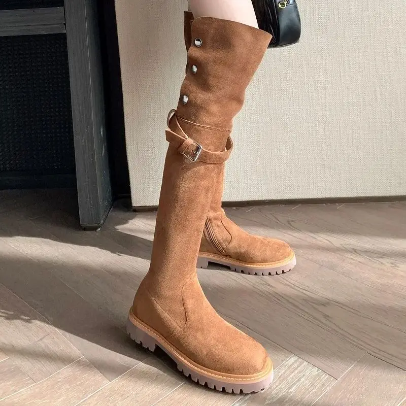 Over Knee High Boots Side Zippers Autumn Boot Warm Winter Boots With Buckle Hot Girls Fashin Shoes Simple Stretch Suede Shoes
Over Knee High Boots Side Zippers Autumn Boot Warm Winter Boots With Buckle Hot Girls Fashin Shoes Simple Stretch Suede Shoes