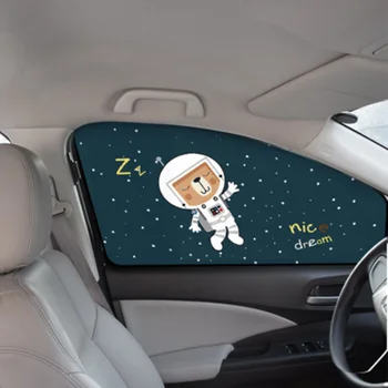 Proteja seu carro do sol com esta cortina magnética para janelas laterais 7 Car Cartoon Cute Spaceman Magnet Side Window Sunshades Windshield Sunshade Rear Side Auto Window Sunshade Cover For Children