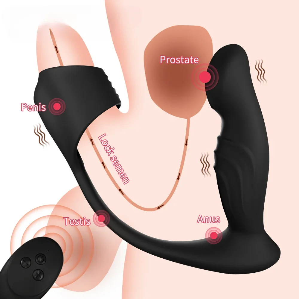 

Male Prostate Massage Remote Anal Vibrator 10 Speeds Delay Ejaculation Ring Testis Stimulate Anus Plug Butt Adult Sex Toys 18+