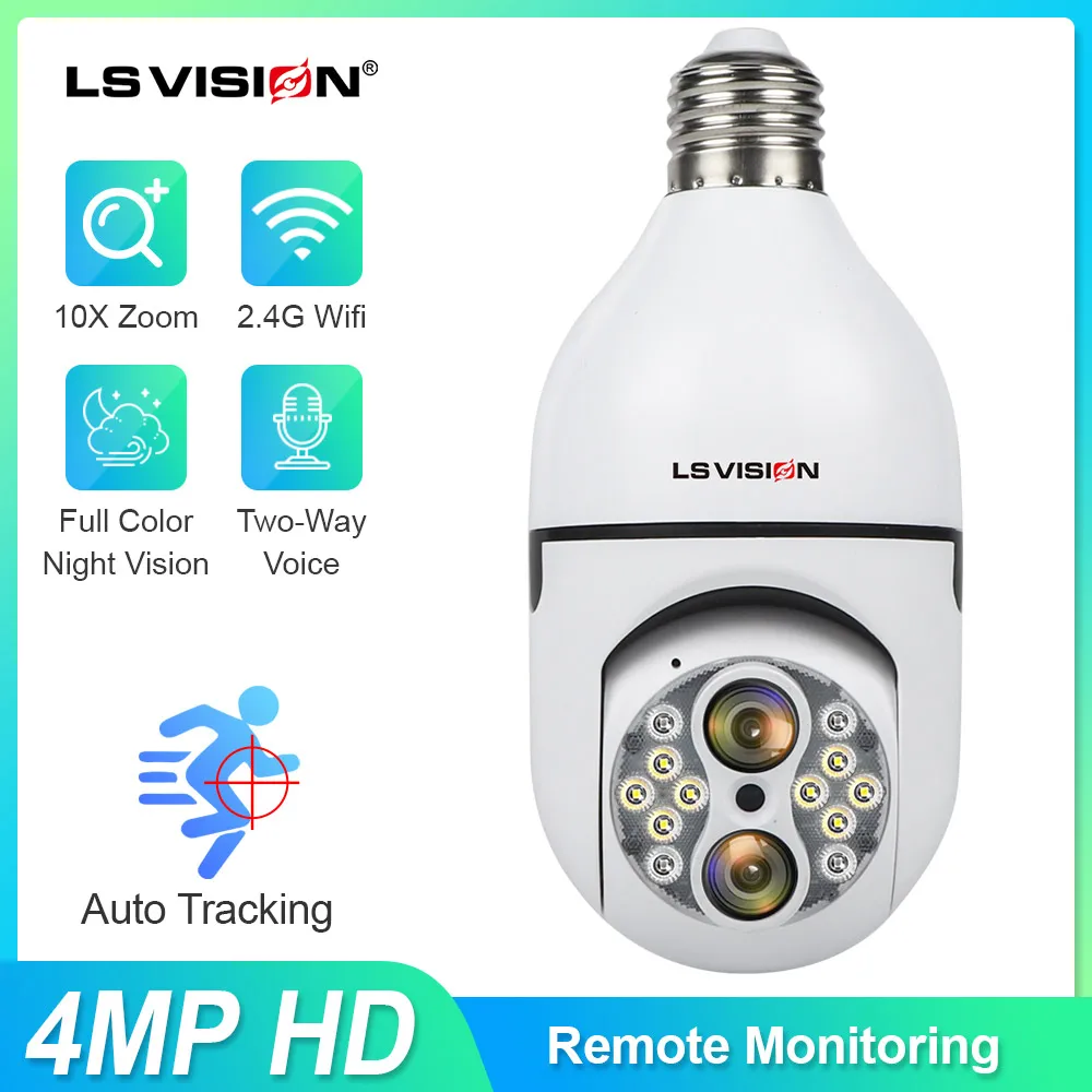 LSVISION 2K 4MP Bulb Camera Video Surveillance WIFI Security Cameras Wireless IP CCTV PTZ Webcam Dual Lens 10X Zoom Night Vision
LSVISION 2K 4MP Bulb Camera Video Surveillance WIFI Security Cameras Wireless IP CCTV PTZ Webcam Dual Lens 10X Zoom Night Vision
