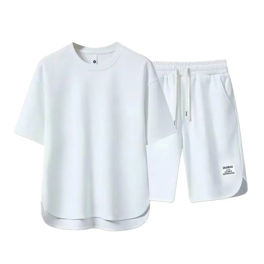2-piece Sportswear Set Men's Summer Casual Outfit Set O-neck Short Sleeve T-shirt Drawstring Waist Wide Leg Shorts Activewear
2-piece Sportswear Set Men's Summer Casual Outfit Set O-neck Short Sleeve T-shirt Drawstring Waist Wide Leg Shorts Activewear