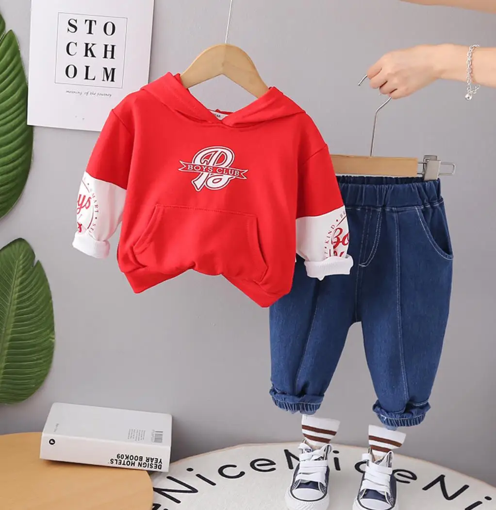 Boys Autumn Clothing Suits Designer Fashion Patchwork Letter Hooded Long Sleeve Shirts and Jeans Kids Outfits Casual Tracksuits
Boys Autumn Clothing Suits Designer Fashion Patchwork Letter Hooded Long Sleeve Shirts and Jeans Kids Outfits Casual Tracksuits