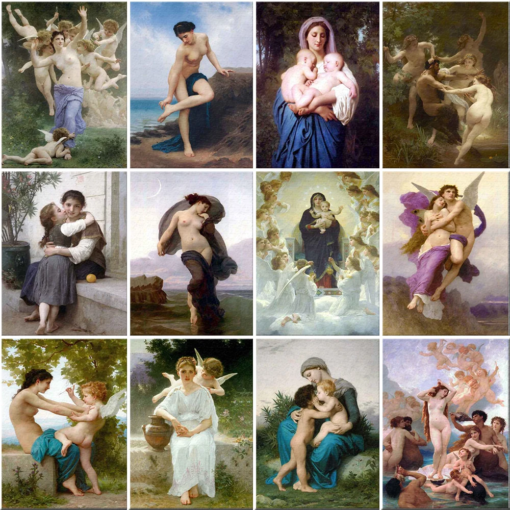 

Famous Women Painting William Adolphe Bouguereau Nude Canvas Art Posters and Prints Aesthetic Picture for Living Room Wall Decor