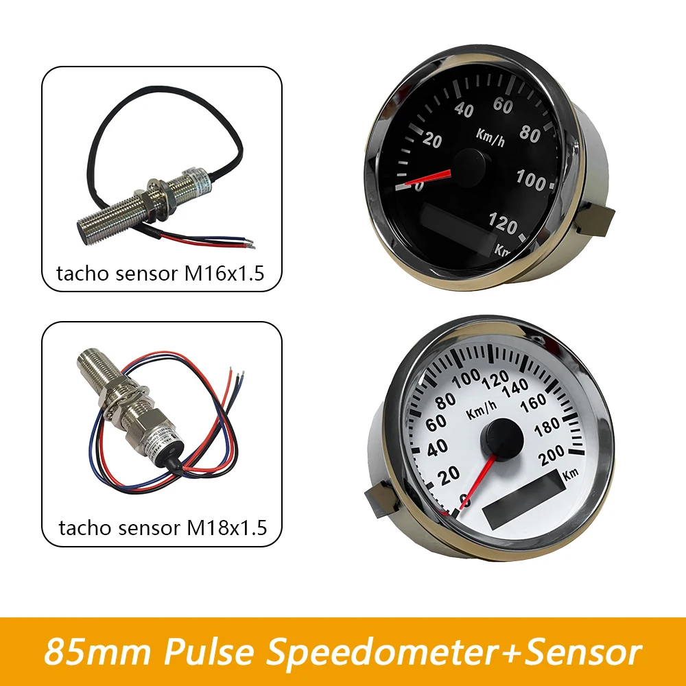 Waterproof 85mm Speedometer Odometer 0-120km/h 0-200km/h for Car Yacht Truck Boat with Red Backlight 12V 24V (Pulse Signal)
Waterproof 85mm Speedometer Odometer 0-120km/h 0-200km/h for Car Yacht Truck Boat with Red Backlight 12V 24V (Pulse Signal)