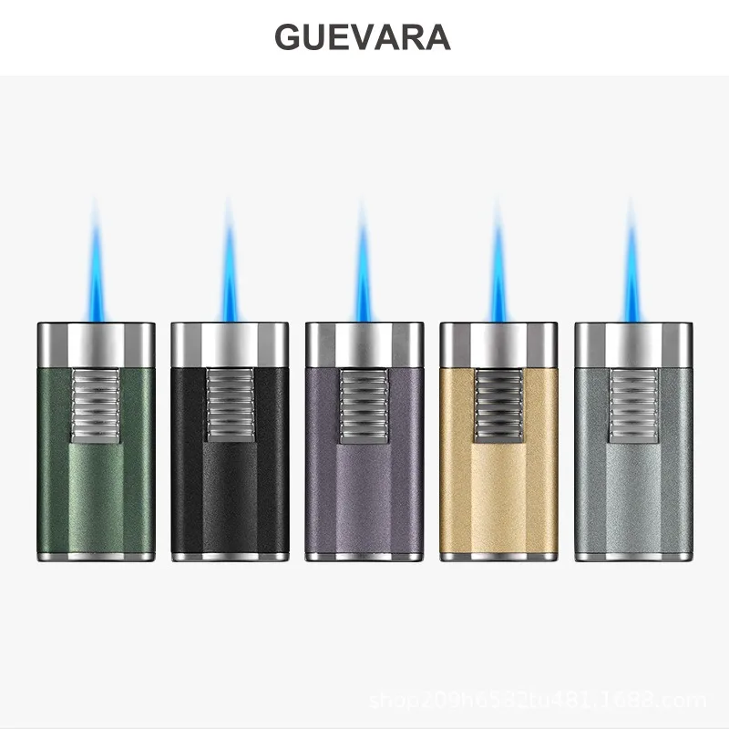 

GUEVARA Cigar Lighter Windproof Inflatable Single Flush Cigarette Holder Lighter Portable Smoking Accessories Men Gift Box