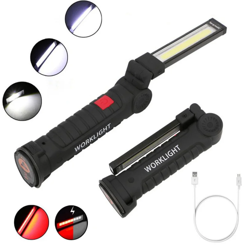 

Portable COB LED Work Light Magnetic LED Flashlight USB Rechargeable Work Inspection Light 5 Modes Torch Foldable Flashlights