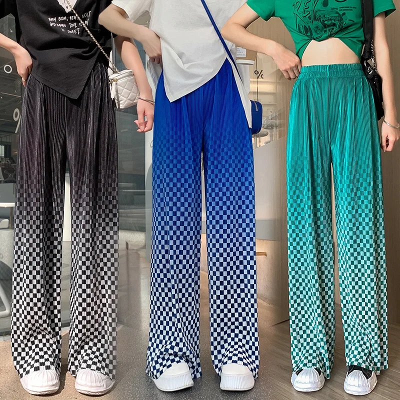 Gradient Checked Wide Leg Pants Women 2023 Elastic High Waist Baggy Long Trousers Spring Summer Casual Bottoms For Ladies S-XL
Gradient Checked Wide Leg Pants Women 2023 Elastic High Waist Baggy Long Trousers Spring Summer Casual Bottoms For Ladies S-XL
