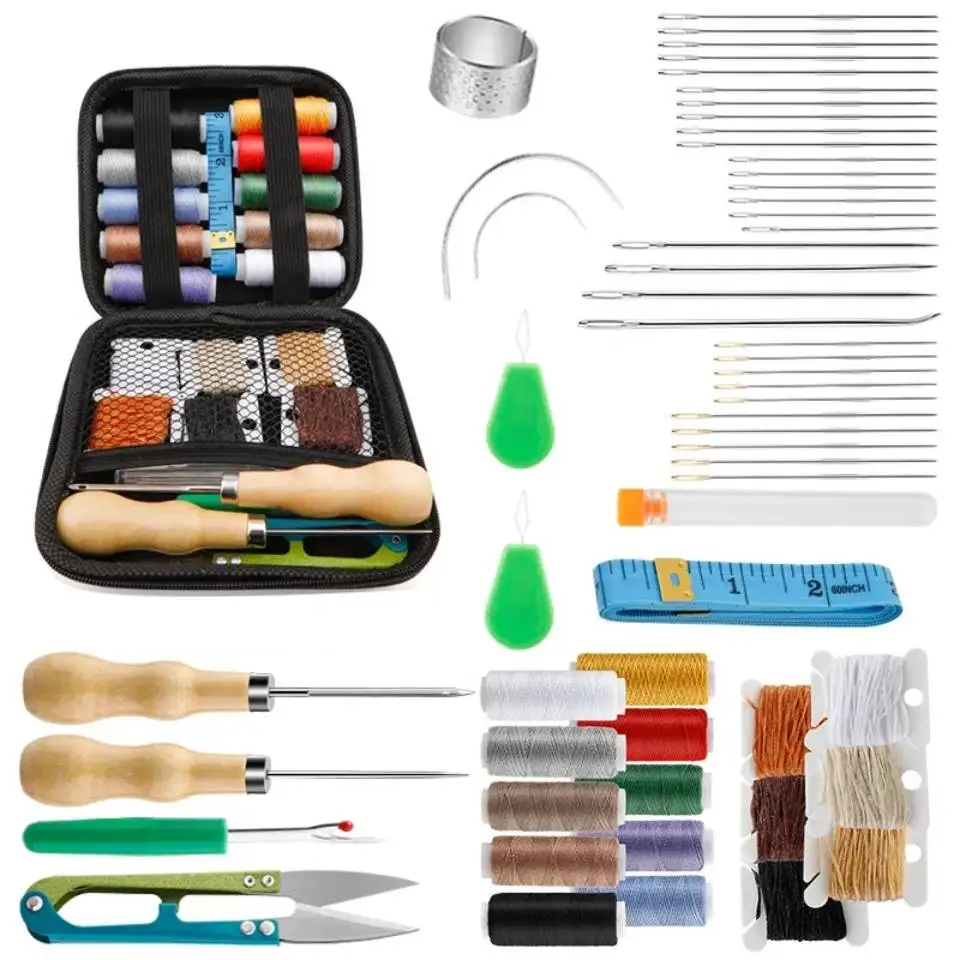 Fenrry 59 Pcs Leather Sewing Kit for Hand Sewing Heavy Duty Sewing Repair Kit Large-Eye Stitching Needles for Canvas Sofa
Fenrry 59 Pcs Leather Sewing Kit for Hand Sewing Heavy Duty Sewing Repair Kit Large-Eye Stitching Needles for Canvas Sofa