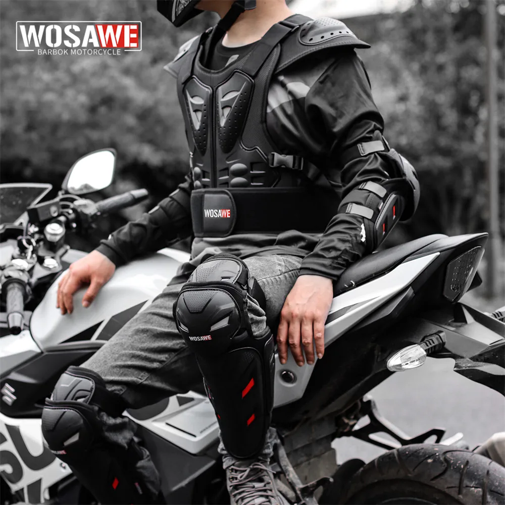 

WOSAWE Adult Full Body Protector Vest Armor Motocross Armor Jacket Chest Spine Protection Gear Elbow Shoulder Knee Guard