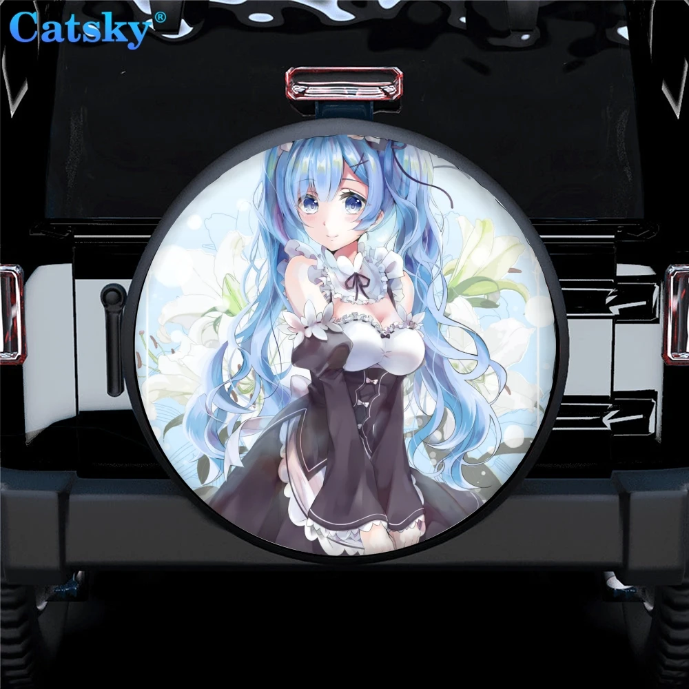 Чехол для запасного колеса автомобиля с японским аниме Blue Girl Re:Zero, протектор колеса, всепогодный универсальный чехол для шин, украшение запасного колеса
Чехол для запасного колеса автомобиля с японским аниме Blue Girl Re:Zero, протектор колеса, всепогодный универсальный чехол для шин, украшение запасного колеса