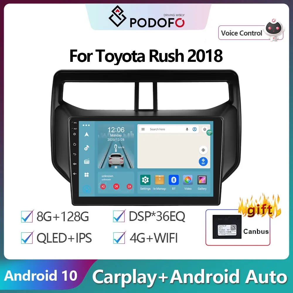 Автомагнитола Podofo, мультимедийный видеоплеер на Android 12 DSP с GPS-навигацией для Toyota Rush 2018, 2din, 4G, Wi-Fi, Carplay
Автомагнитола Podofo, мультимедийный видеоплеер на Android 12 DSP с GPS-навигацией для Toyota Rush 2018, 2din, 4G, Wi-Fi, Carplay
