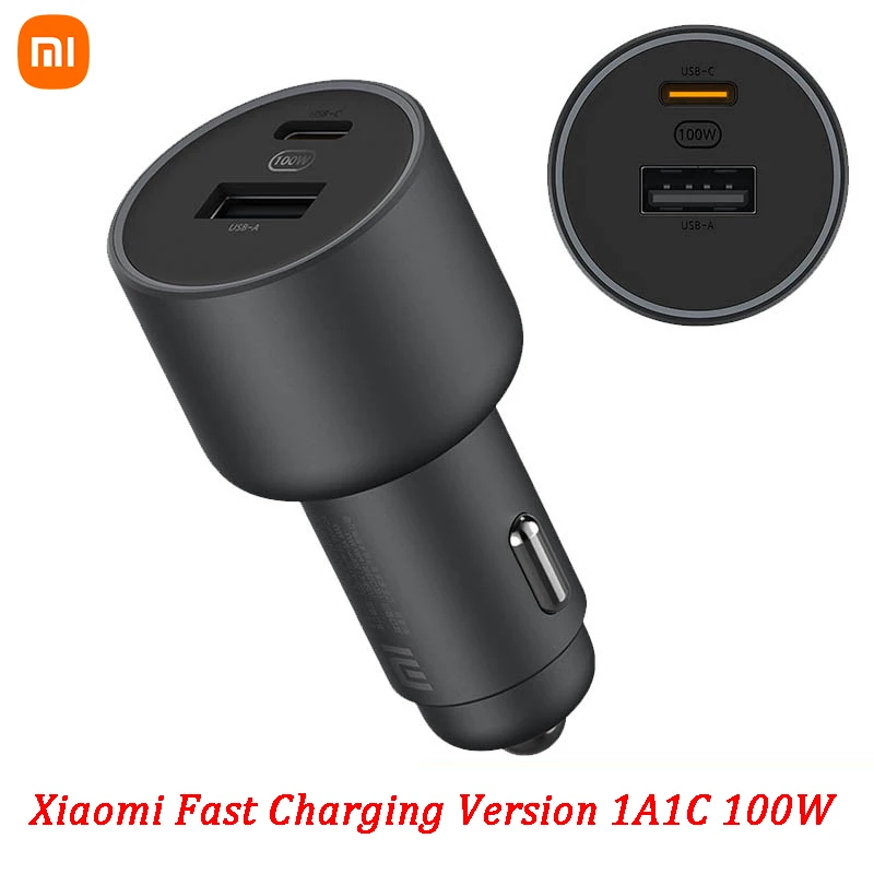 

Xiaomi Car Charger Fast Charging Color Night Light Version 1A1C 100W 5V/3A Dual USB QC Charger Adapter for IPhone Samsung Huawei