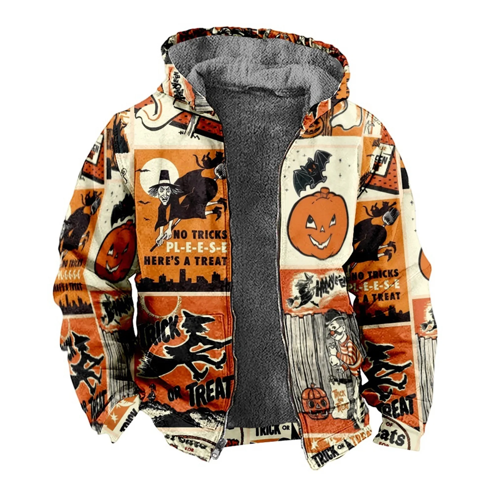 Mens Thicken Jacket Fleece Lining Warm Hooded Coats Autumn Winter Halloween Print Hooded Jackets Zip Windproof Coats Outwear
Mens Thicken Jacket Fleece Lining Warm Hooded Coats Autumn Winter Halloween Print Hooded Jackets Zip Windproof Coats Outwear