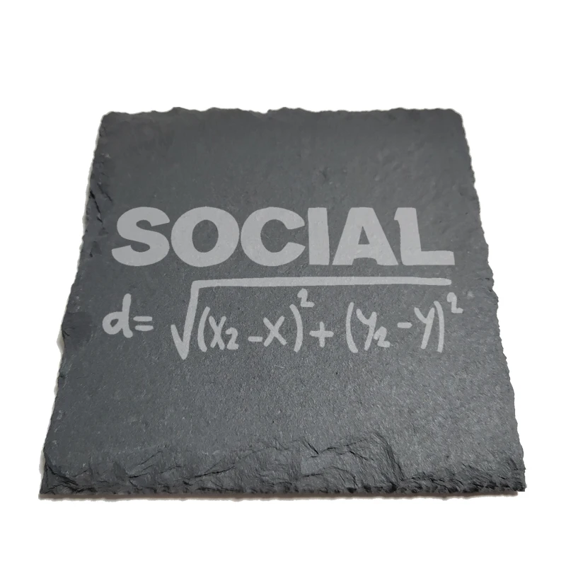 

Social Distance Formula Natural Rock Coasters Black Slate for Mug Water Cup Beer Wine Goblet J032