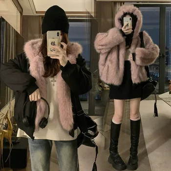 Faux Fur Hooded Winter Coat