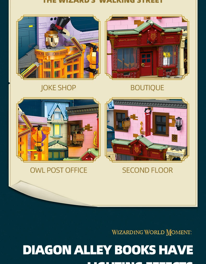 1940PCS Diagon Alley Book Building Blocks Classic Movie Scene Magic Bookstore Model Bricks Desktop Decoration Kids DIY Toys Gift 1940PCS Diagon Alley Book Building Blocks Classic Movie Scene Magic Bookstore Model Bricks Desktop Decoration Kids DIY Toys Gift