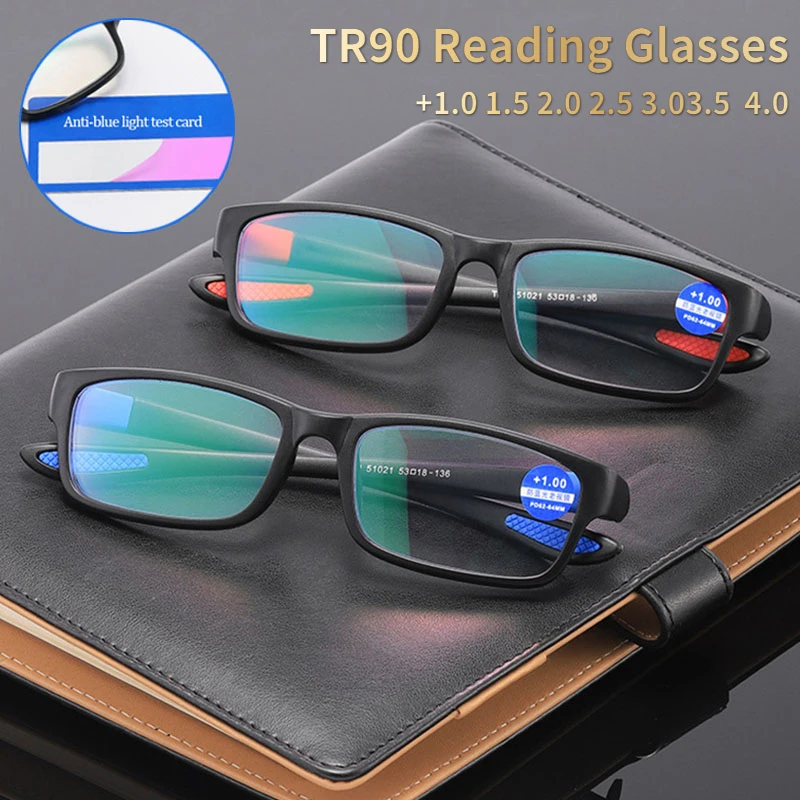 

ZUEE Ultralight TR90 Reading Glasses Blue Light Blocking Presbyopia Eyeglasses Men Hyperopia Optical Eyewear +1.0+1.5+2.0+2.5+4