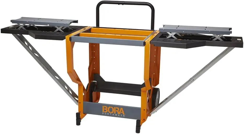 

Bora Portamate - PM-8000 Miter Saw Stand Work Station | Mobile Rolling Table Top Workbench | Orange & Grey with Folding Wing