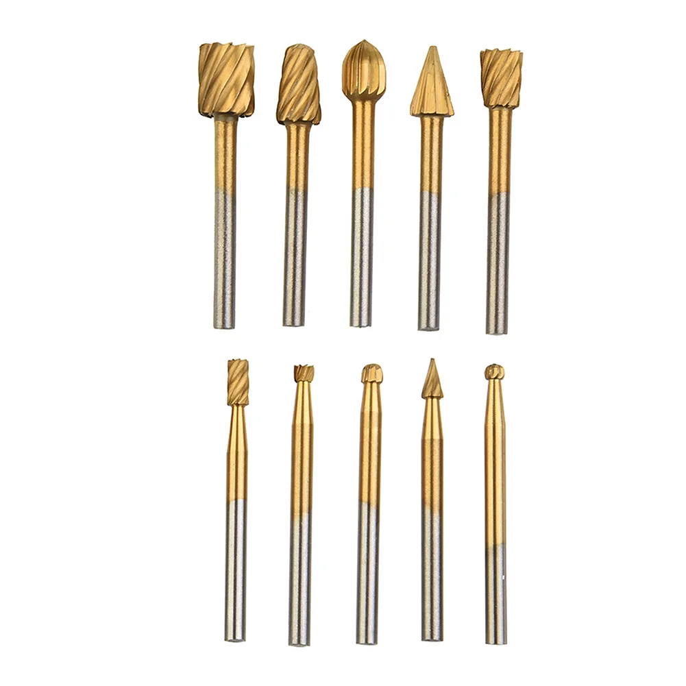 

Router Burr Engraving Wood Root carving Olive pits Set Grinding Bits HSS Simple Tool 10pcs Brand New Accessories