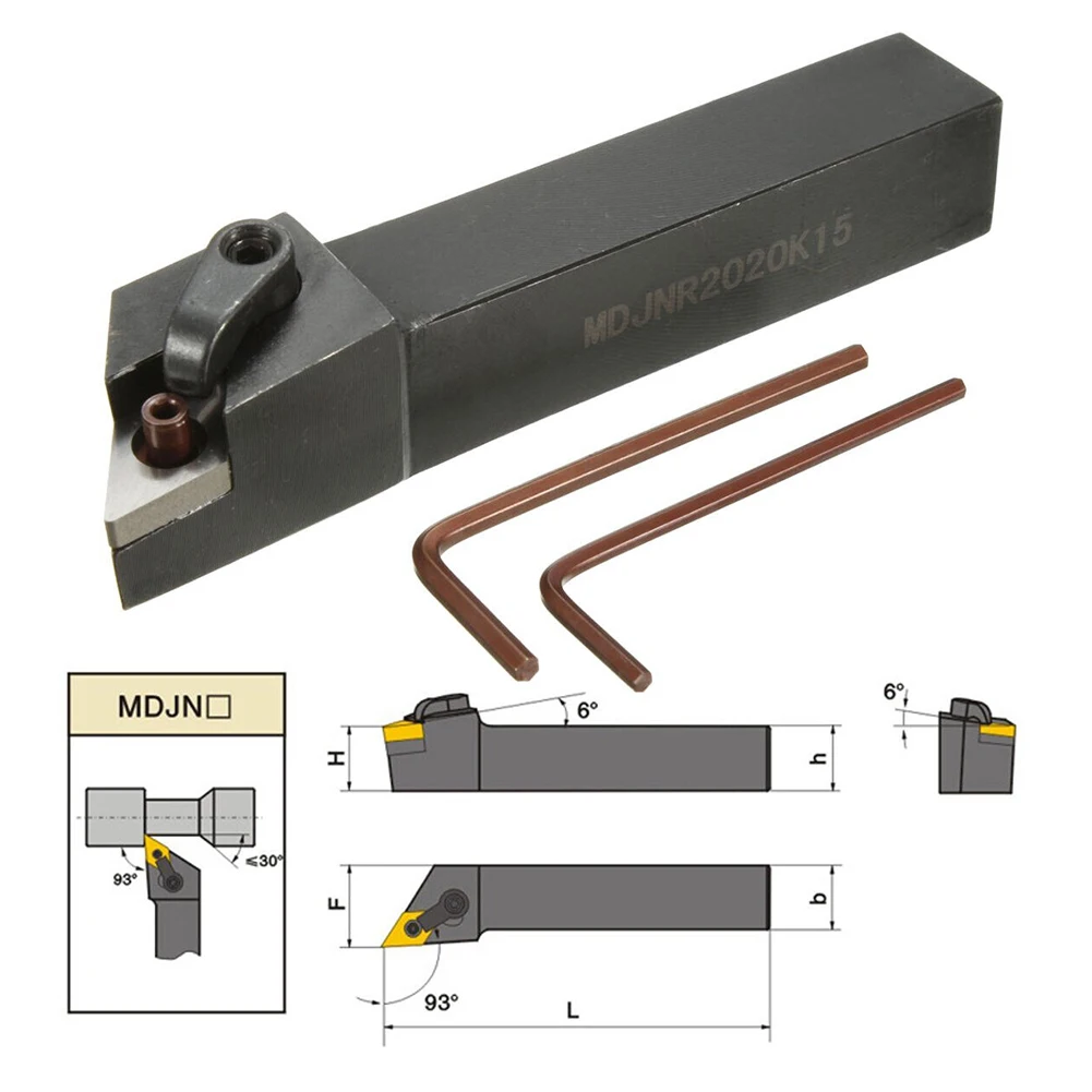 93° MDJNR2020K15 20x20x125mm CNC Lathe Turning Tool Holder For DNMG1504 Inserts Lathe Cutter Inserts
93° MDJNR2020K15 20x20x125mm CNC Lathe Turning Tool Holder For DNMG1504 Inserts Lathe Cutter Inserts