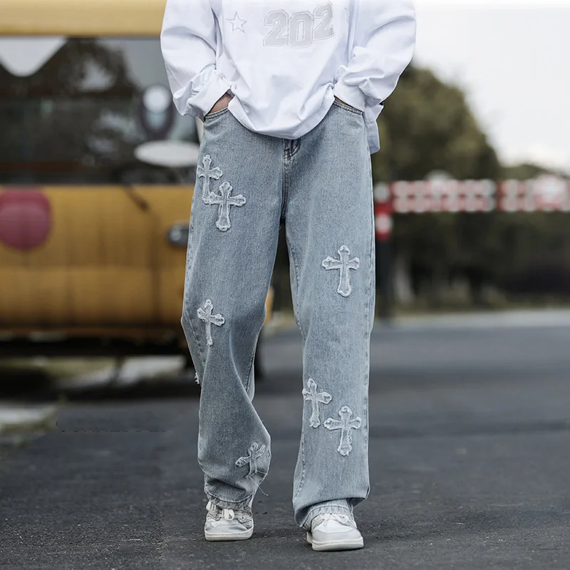 Men's Fashion Loose Wide Leg Baggy Jeans Streetwear Printed Cross Denim Trousers Man Hip Hop Baggy Pants
Men's Fashion Loose Wide Leg Baggy Jeans Streetwear Printed Cross Denim Trousers Man Hip Hop Baggy Pants