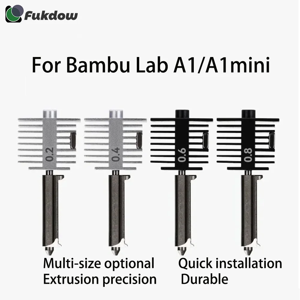For Bambu Lab A1 mini Hotend Kit 0.2/0.4/0.6/0.8MM Nozzle Hardened steel For Bambu Lab A1 Nozzle Assembly 3D printer Accessory
For Bambu Lab A1 mini Hotend Kit 0.2/0.4/0.6/0.8MM Nozzle Hardened steel For Bambu Lab A1 Nozzle Assembly 3D printer Accessory