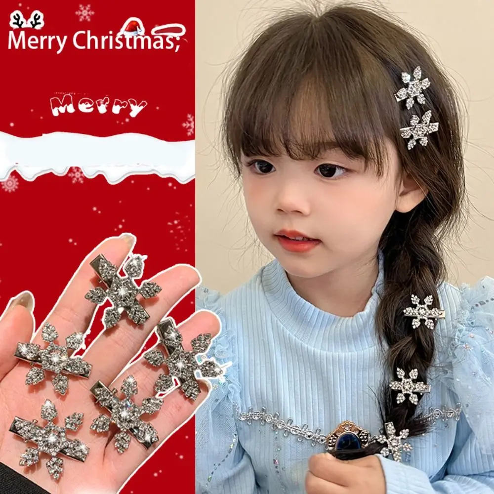 

Rhinestone Snowflake Hairpin Girls Christmas New Year's Hair Clip Sweet Cute Barrettes Headwear Hair Accessories