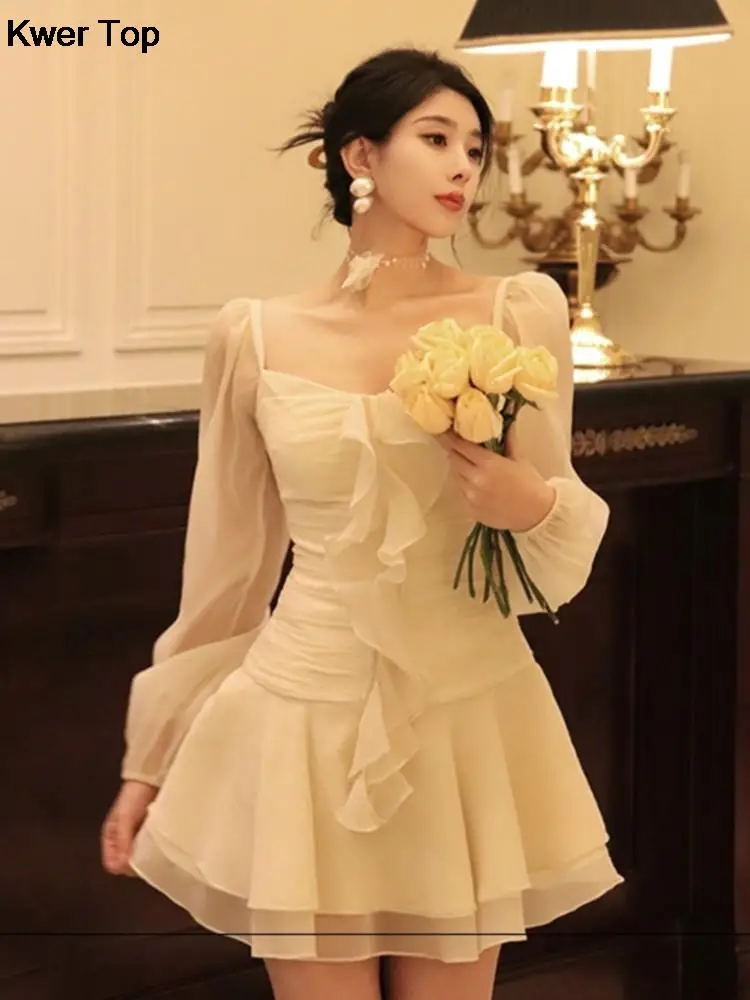 Elegant Ruffles Birthday Evening Party Mini Dress Women Spring Fashion Casual Long Sleeve One Pieces Robe Female Summer Vestidos
Elegant Ruffles Birthday Evening Party Mini Dress Women Spring Fashion Casual Long Sleeve One Pieces Robe Female Summer Vestidos