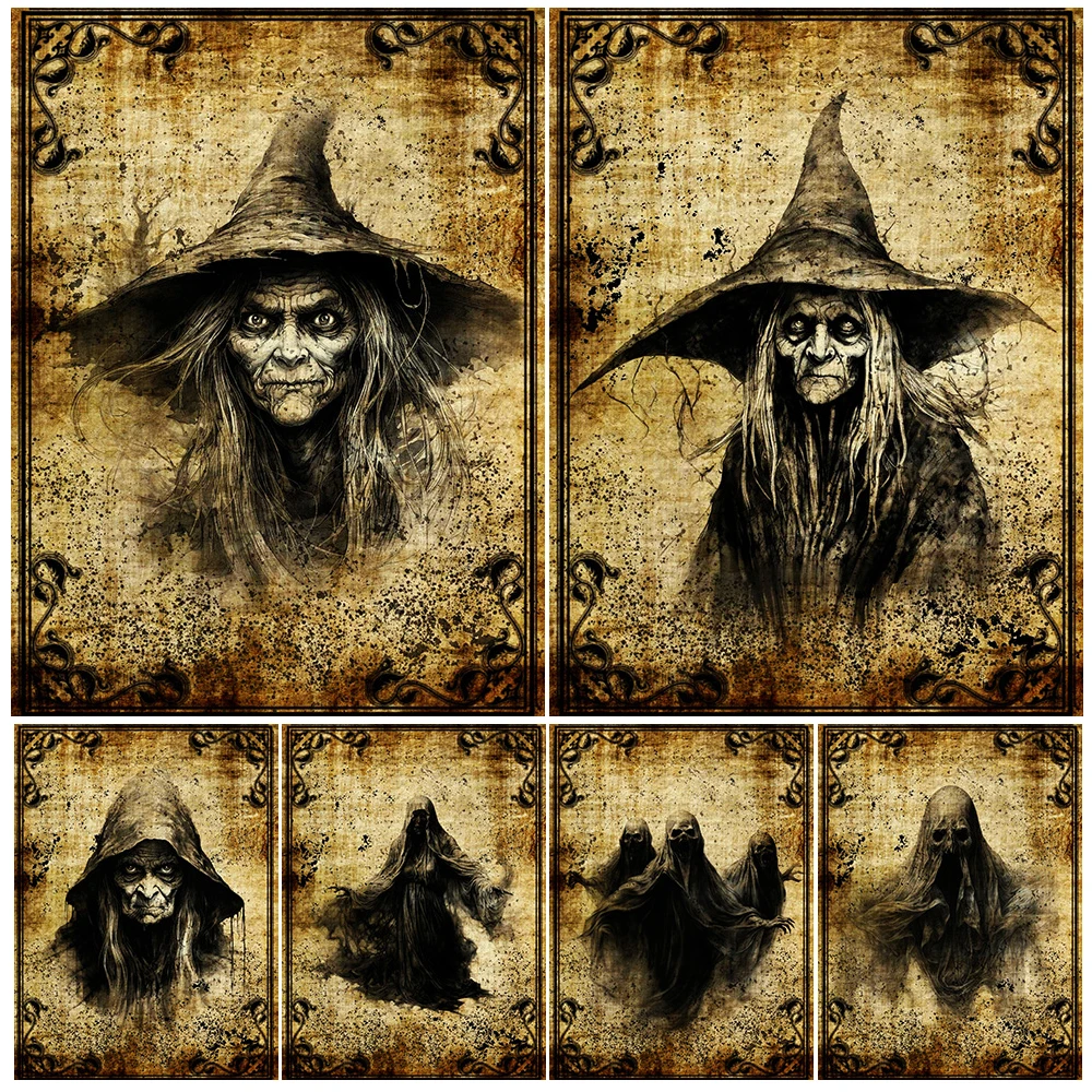 Creepy Pointy Hat Witch And The Undead,Vintage Wall Art Canvas Print,Witch Portrait Retro Gothic Art Poster And Print,Home Decor
Creepy Pointy Hat Witch And The Undead,Vintage Wall Art Canvas Print,Witch Portrait Retro Gothic Art Poster And Print,Home Decor