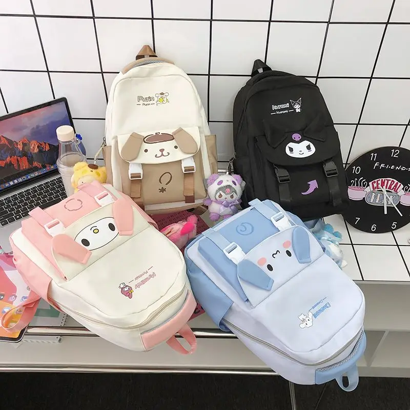 

Sanrio Kawaii Cinnamoroll Kuromi School Bag Girls My Melody Pudding Dog Travel Backpack Large Capacity Toy Student Children Gift