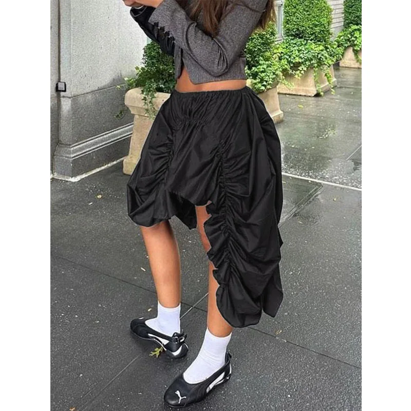 Street style trendy shrunken elastic waist irregular loose skirt club clothing Y2K women's clothing Vestidos
Street style trendy shrunken elastic waist irregular loose skirt club clothing Y2K women's clothing Vestidos