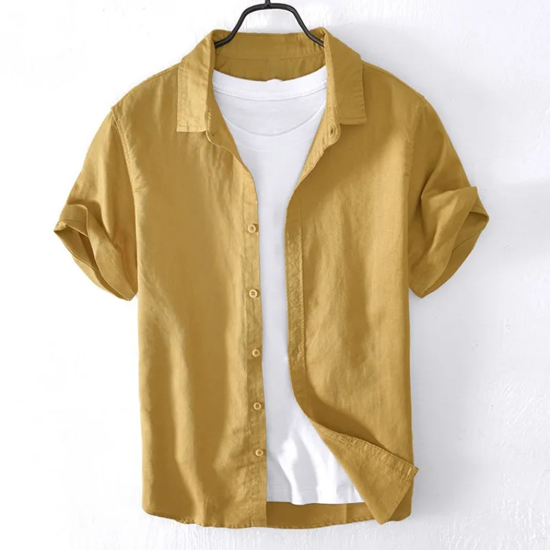 Summer Thin Breathable Men's Cotton Linen Working Shirt Short Sleeve Button Beach Blouses Turn-down Collar Comfortable Tops
Summer Thin Breathable Men's Cotton Linen Working Shirt Short Sleeve Button Beach Blouses Turn-down Collar Comfortable Tops