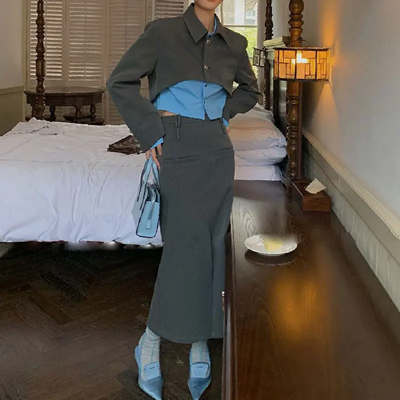 2024 Fashion, Leisure, Spring And Summer, Elegant College Style, Long Sleeve, Short Suit, Split Skirt Set
2024 Fashion, Leisure, Spring And Summer, Elegant College Style, Long Sleeve, Short Suit, Split Skirt Set