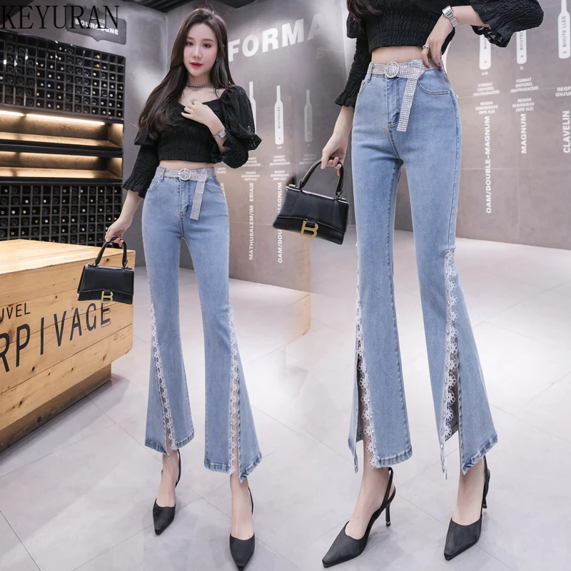 2022 Spring High Waist Flare Jeans Women's Streetwear Oversize Elasticity Slim Split Diamond Ankle-Length Denim Pants for Women
2022 Spring High Waist Flare Jeans Women's Streetwear Oversize Elasticity Slim Split Diamond Ankle-Length Denim Pants for Women