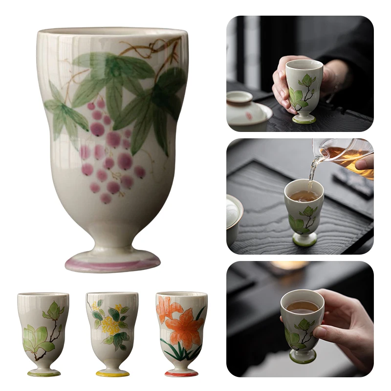 

Ручная роспись красивый цветок искусство чайная чашка с запахом чашка кунг-фу керамическая чашка мастер путешествия медитация чашка для горячих холодных напитков