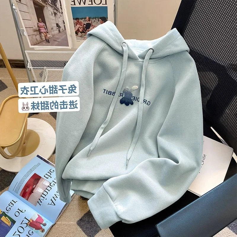 2023 Spring and Autumn New Hooded Sweater Women's Thin Splice Loose Pullover Student Top High Quality Blue
2023 Spring and Autumn New Hooded Sweater Women's Thin Splice Loose Pullover Student Top High Quality Blue