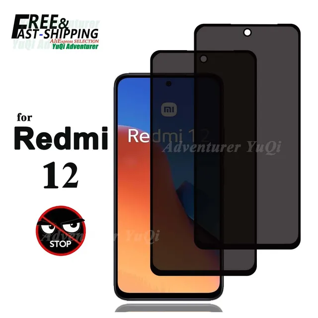Protecteur d'écran anti-espion pour Xiaomi Redmi 12, confidentialité, verre guatémaltèque, 9H, anti-rayures, haut boîtier en aluminium convivial 1