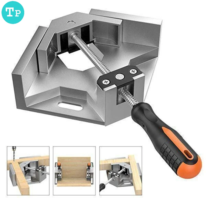 

T Adjustable 90 Degree Right Angle Clip Clamp Picture Frame Corner Fixing Clip Aluminum Right-angle Woodworking Hand Tools