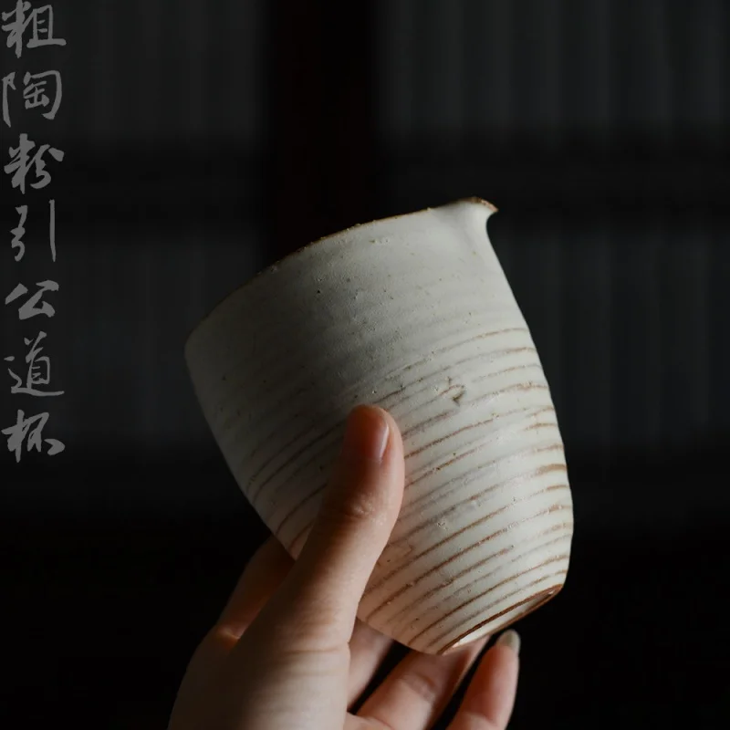 

Jingdezhen Ceramic Handmade Powder Pitcher Gracked Glaze Supportable Cicada Wing Stoneware Fair Mug Grass and Wood Gray Glaze Po