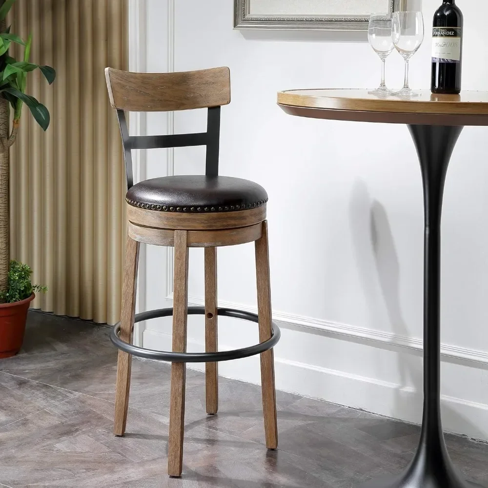 

Барные стулья, поворотный стул для паба, бара с спинкой, 29-дюймовое сидение для кухонного островка, барные стулья