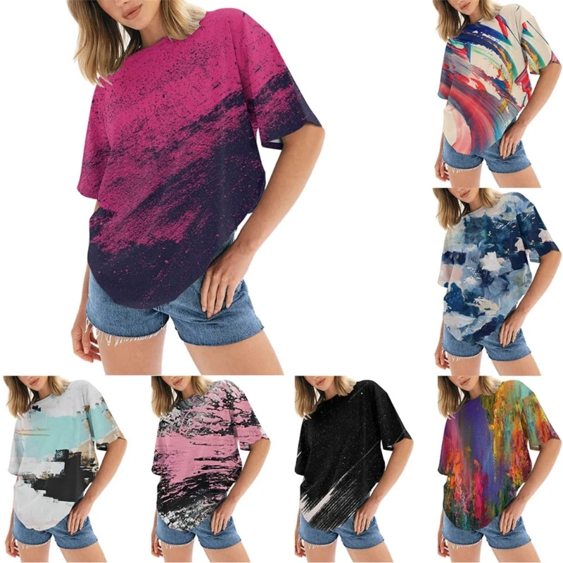 Summer Female T-shirts Short Sleeve Women Crew Neck Color Printed Fashion Top Clothing Tee-shirt Casual T-shirt
Summer Female T-shirts Short Sleeve Women Crew Neck Color Printed Fashion Top Clothing Tee-shirt Casual T-shirt