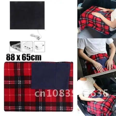 

USB Electric Heating Blanket for Car Office Use - Warm Blanket Winter Removable Washing Warmer Heated Warming Carpet