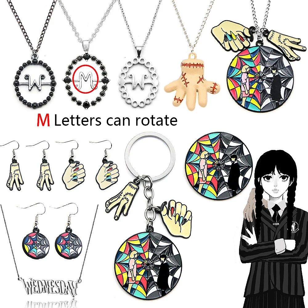 

TV Show Wednesday Addams Necklace Cosplay Talisman Morticia Gothic Pendant Necklace Halloween Party Costume Prop Jewelry Gift