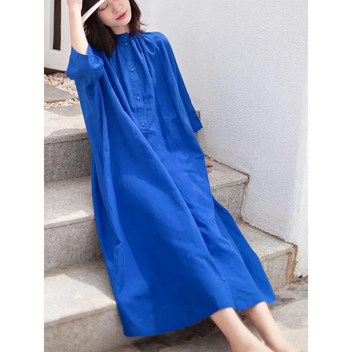2024 Summer Women Fashion Solid Color Loose Dress Female Stand Collar Long Dresses Ladies Casual Single-breasted Vestidos C126
2024 Summer Women Fashion Solid Color Loose Dress Female Stand Collar Long Dresses Ladies Casual Single-breasted Vestidos C126