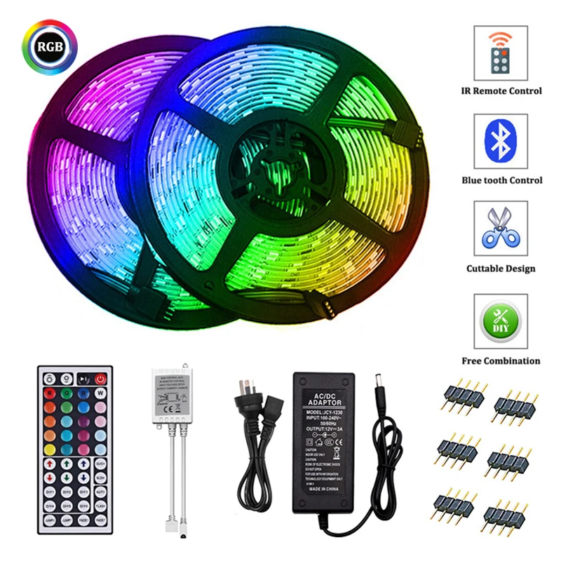 LED Strip Lights RGB 5050 Bluetooth Wifi IR Remote Control DC12V Flexible Ribbon LED Lamp Tape 60LEDs/M Diode Tape For Bedroom
LED Strip Lights RGB 5050 Bluetooth Wifi IR Remote Control DC12V Flexible Ribbon LED Lamp Tape 60LEDs/M Diode Tape For Bedroom