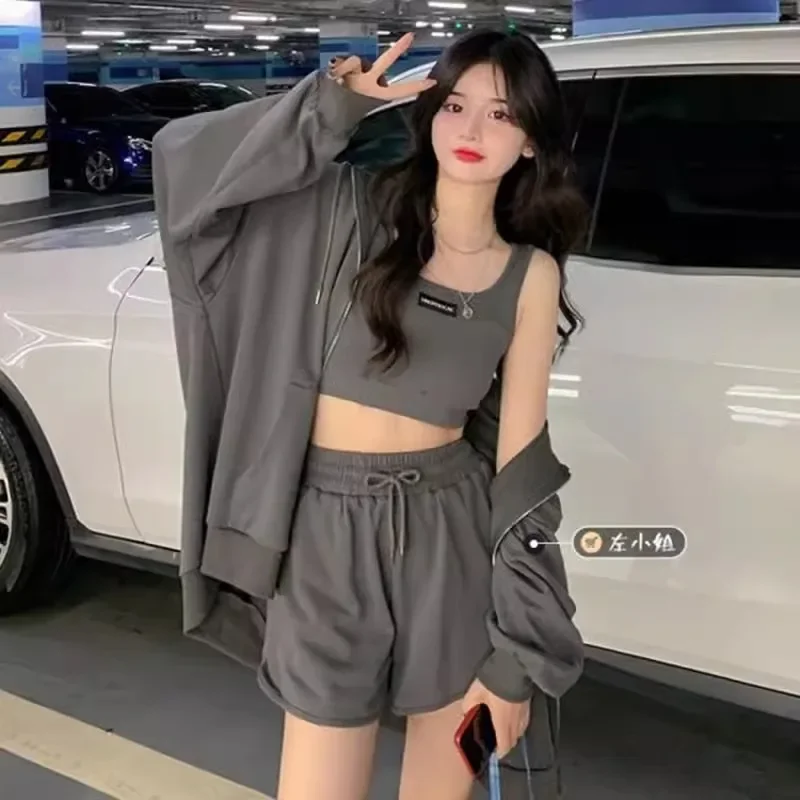 Women Clothes Suit Lady Jacket + Camisole+Short Pant 3pcs Clothing Sets 2023 Spring Autumn Cotton Sport Outfits Casual Tracksuit
Women Clothes Suit Lady Jacket + Camisole+Short Pant 3pcs Clothing Sets 2023 Spring Autumn Cotton Sport Outfits Casual Tracksuit