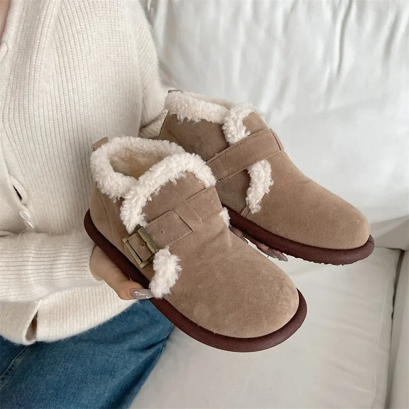 

Ladies Snow Boots Loafers Round Toe Brown Female Shoes on Slip Plus Warm Anti Skid Goth No Slipery Fashion 2023 Plush Promotion