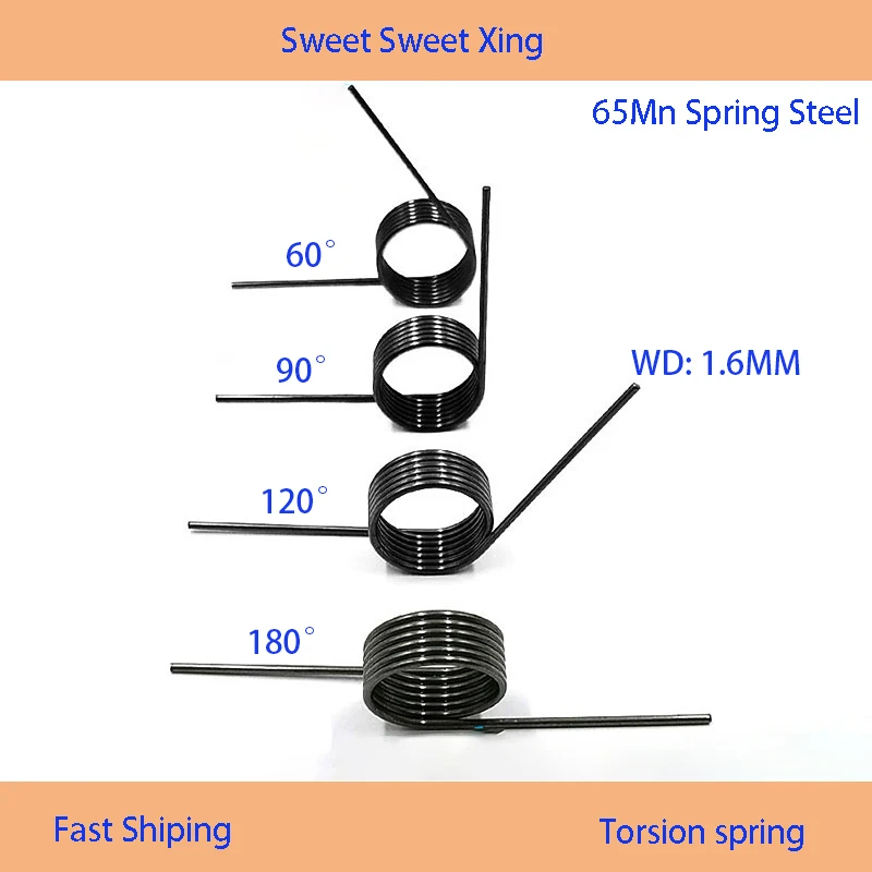 

1.6mm Diameter 65Mn Steel V-Shaped Spiral Torsion Spring Steel Wire Torsion Angle 60 90 120 180 Degrees