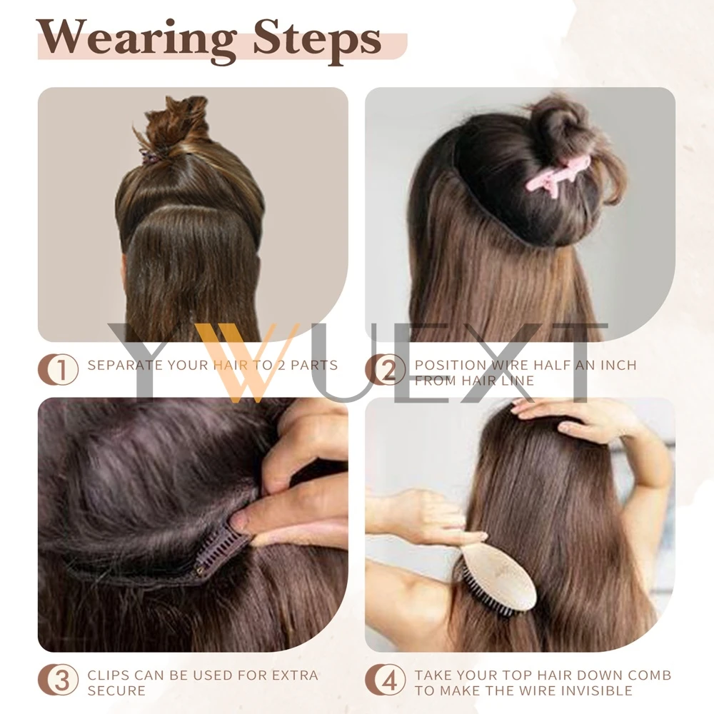 Brown Clip In One Piece Human Hair Extensions with Adjustable Fish Wire 12-24 inches Halo Hair Extensions Flip ins 60-100g 5 Saea232427c544b8aa5fdc7d4ee3a63e4X